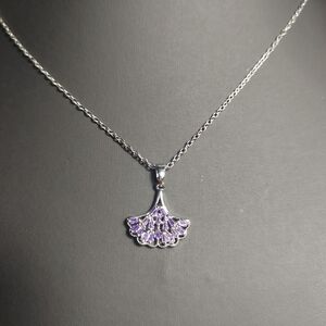 Silver and Purple Pendant Necklace